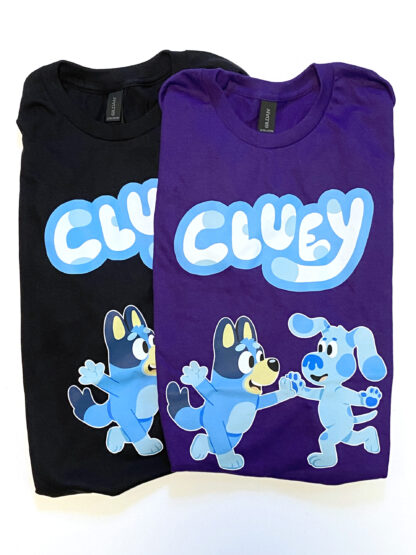 Cluey Adult T-Shirt - Bluey + Blues Clues